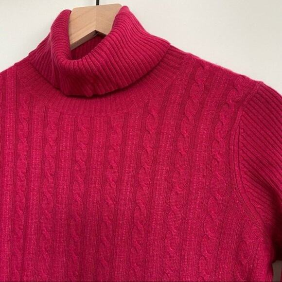 Uniqlo Red Cashmere Blend Turtleneck Cable Knit Sweater Dress Size S - Picture 4 of 9
